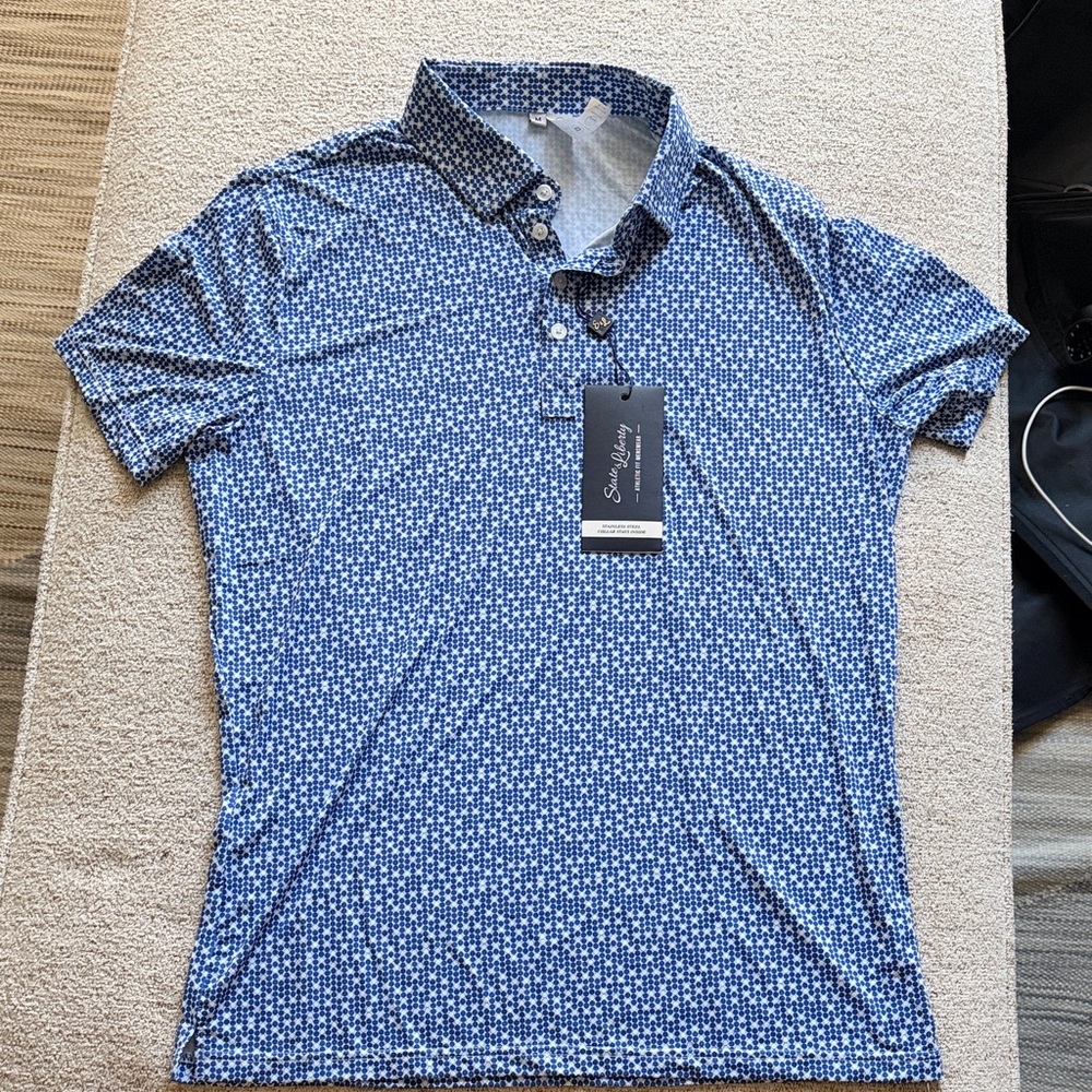 Sleek Blue Patterned Polo Shirt by [State and Liberty]